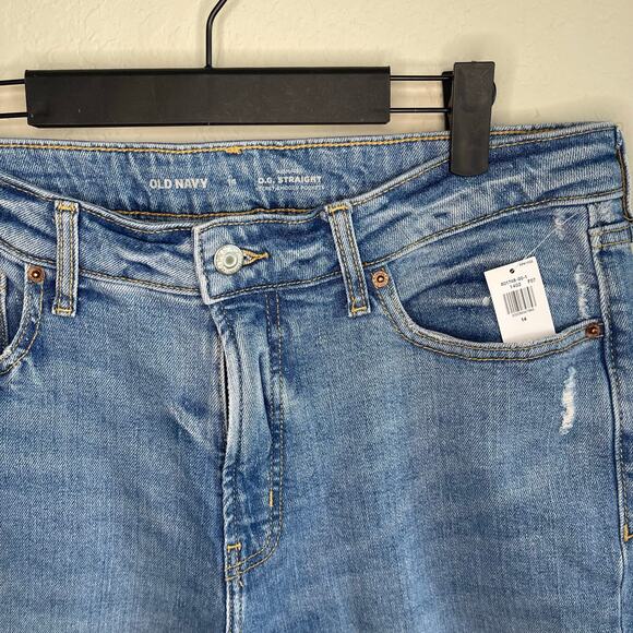 Old Navy High Rise O.G. Straight Jeans Women’s Raw Hem NEW - Size 14 - Picture 2 of 6